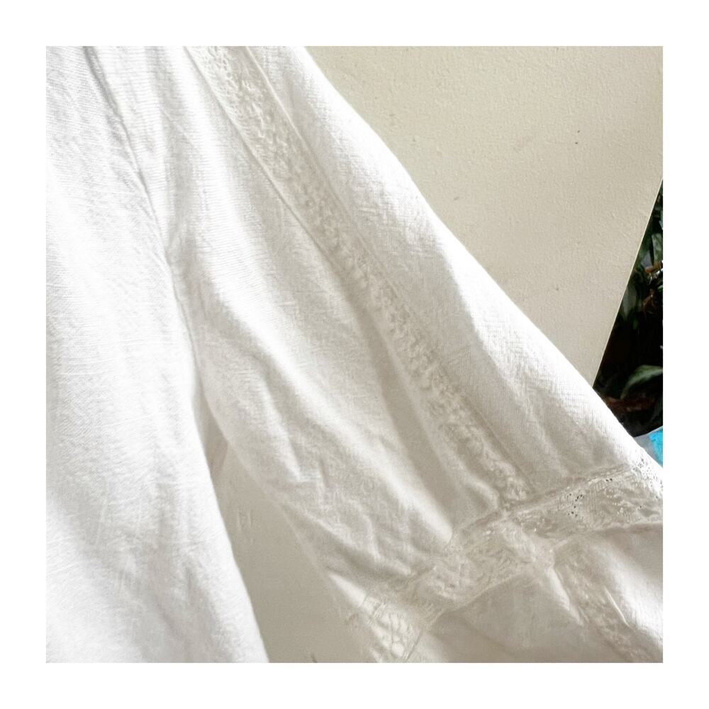 Spell & The Gypsy Blouse Women's Large White Linen Tassel Ties Bohemian Peasant - Picture 3 of 14